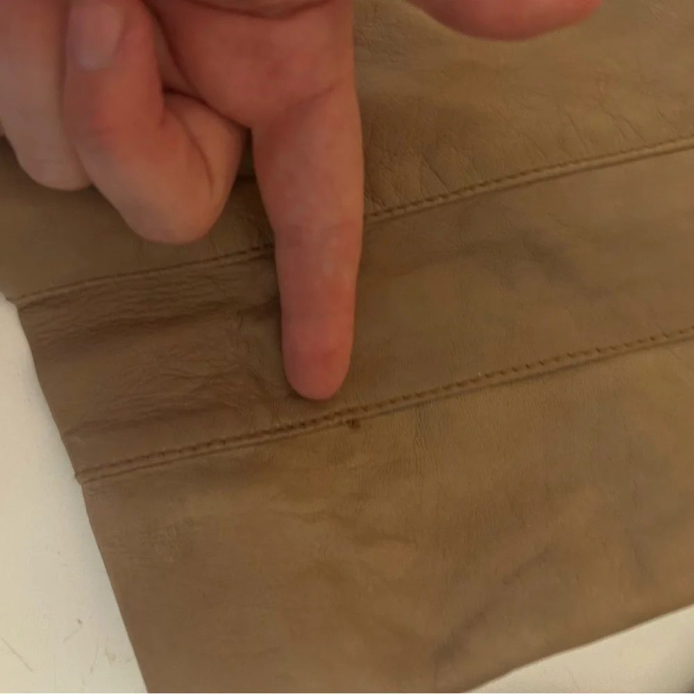 trouvé Brown Carmel Buttery Leather Moto Ribbed Asymmetrical Jacket M*SPOTS*‎